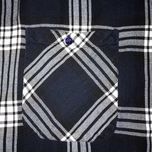 Noisy May Navy Blue and White Plaid Flannel Oversize Shirt Size XS - Picture 2 of 5